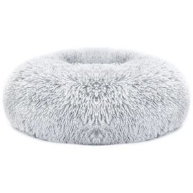 Pet Dog Bed Soft Warm Fleece Puppy Cat Bed Dog Cozy Nest Sofa Bed Cushion L Size (Option: Gray-L)