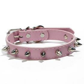 Anti-Bit Pet Necklace; Durable Dog Rivet Collar For Puppy; Pet Supplies (Color: Pink, size: S)